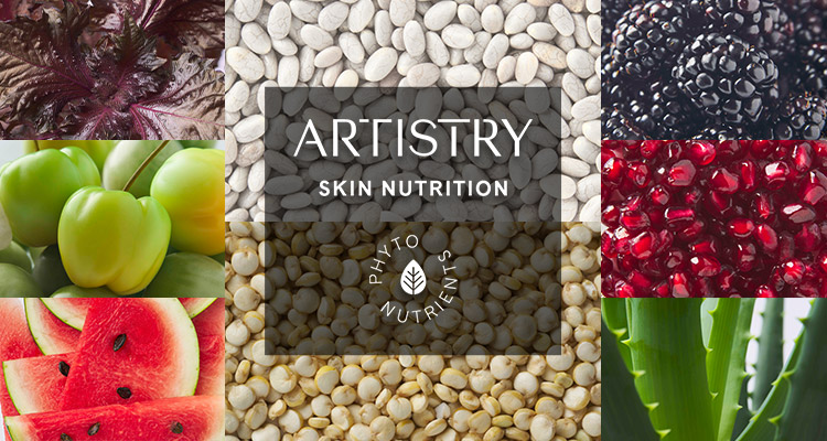 Collage of superfoods used in ARTISTRY SKIN NUTRITION 